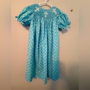 Jetterbugs Blue Smocked Dress with White Crosses